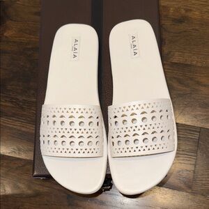 Alaïa White Laser-Cut Slide Sandals